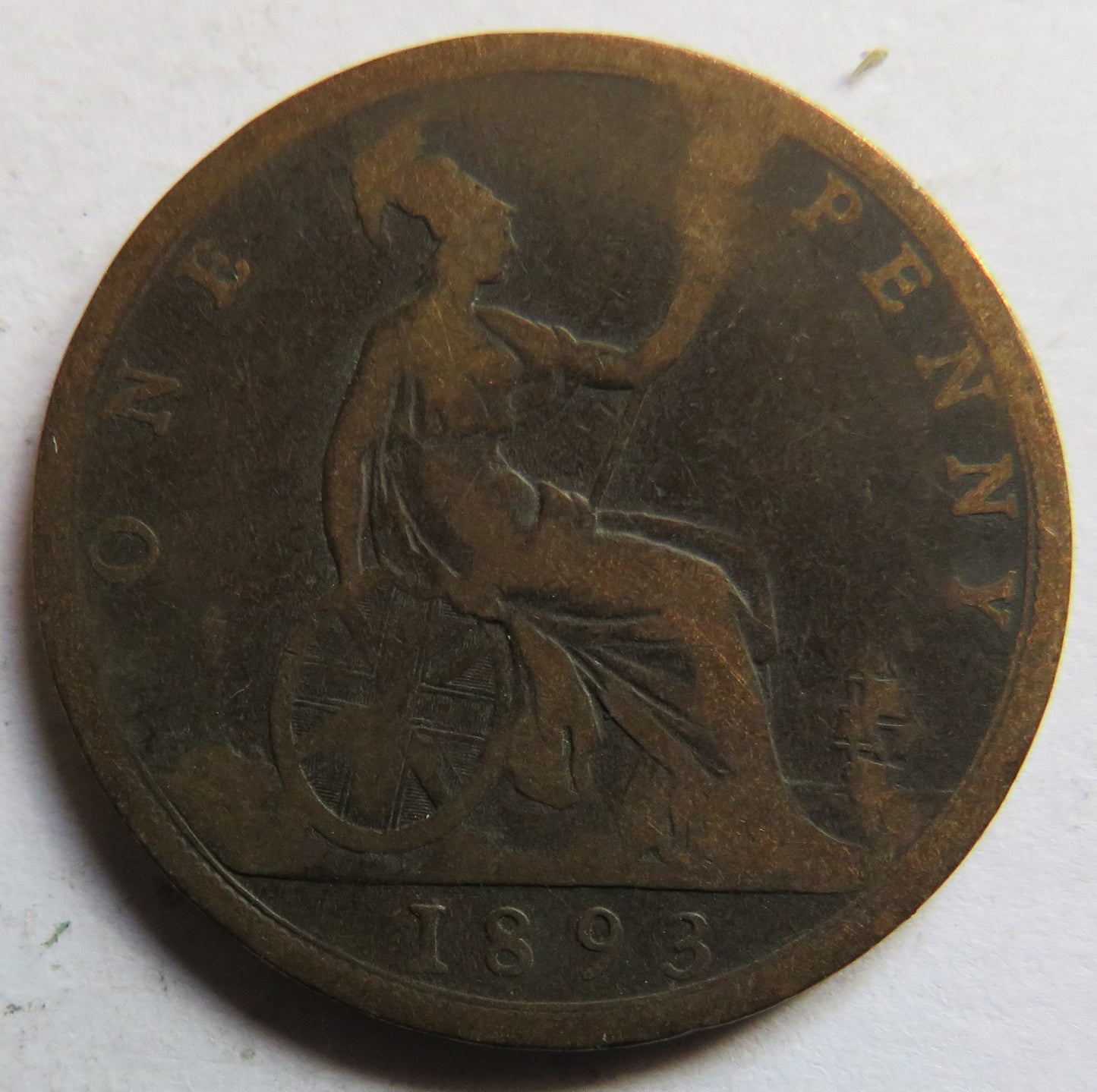 1893 Queen Victoria Bun Head One Penny Coin - Great Britain
