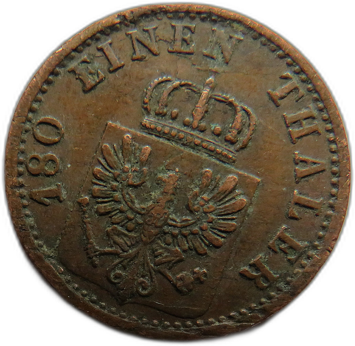 1868-B German States Prussia 2 Pfennig Coin