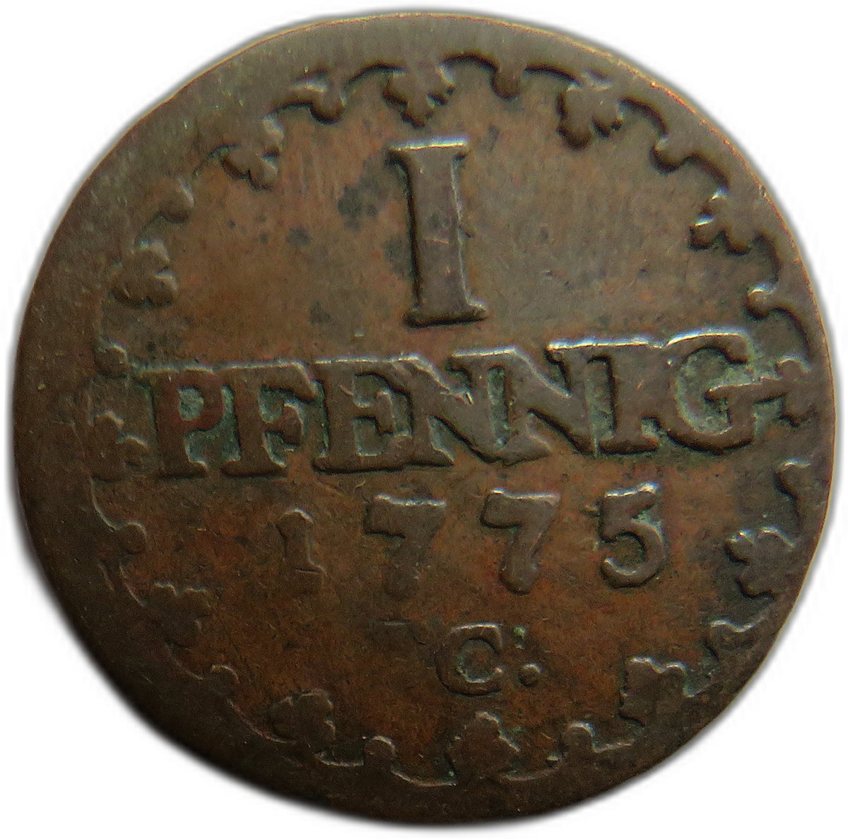 1775-C German States Saxony Albertine One Pfennig Coin