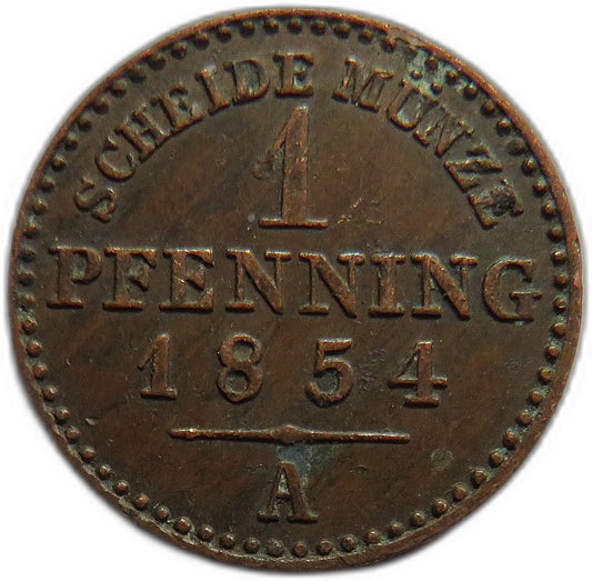 1854-A German States - Prussia 1 Pfennig Coin