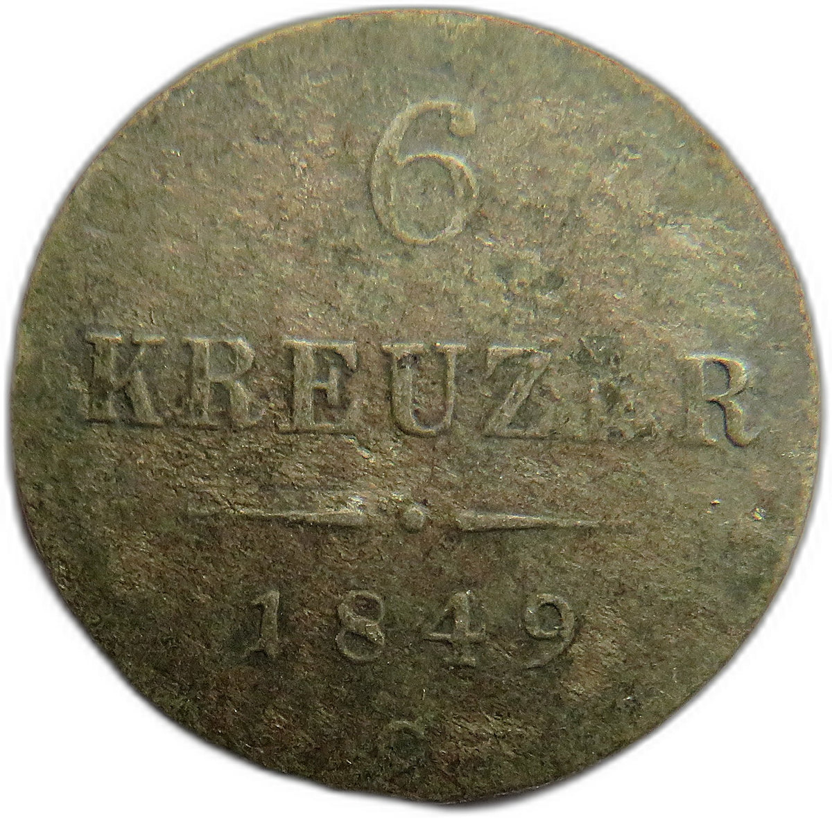 1849-C Austria Silver 6 Kreuzer Coin