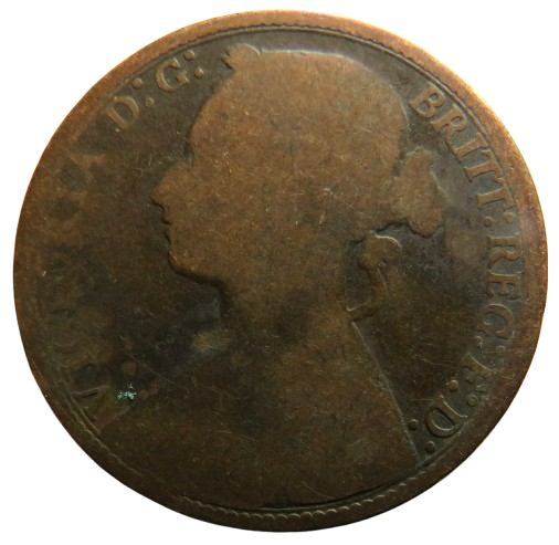1877 Queen Victoria Bun Head One Penny Coin - Great Britain