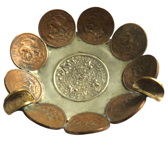 Vintage Mexican Coin Handmade Ashtray Interesting Item