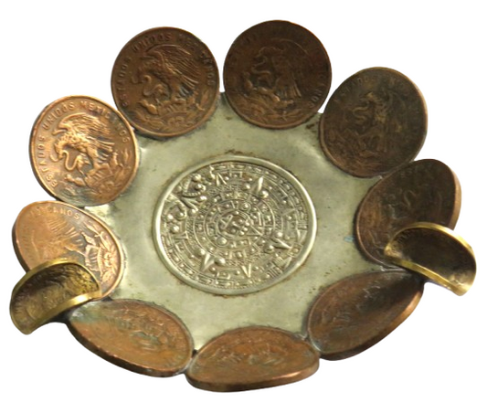 Vintage Mexican Coin Handmade Ashtray Interesting Item