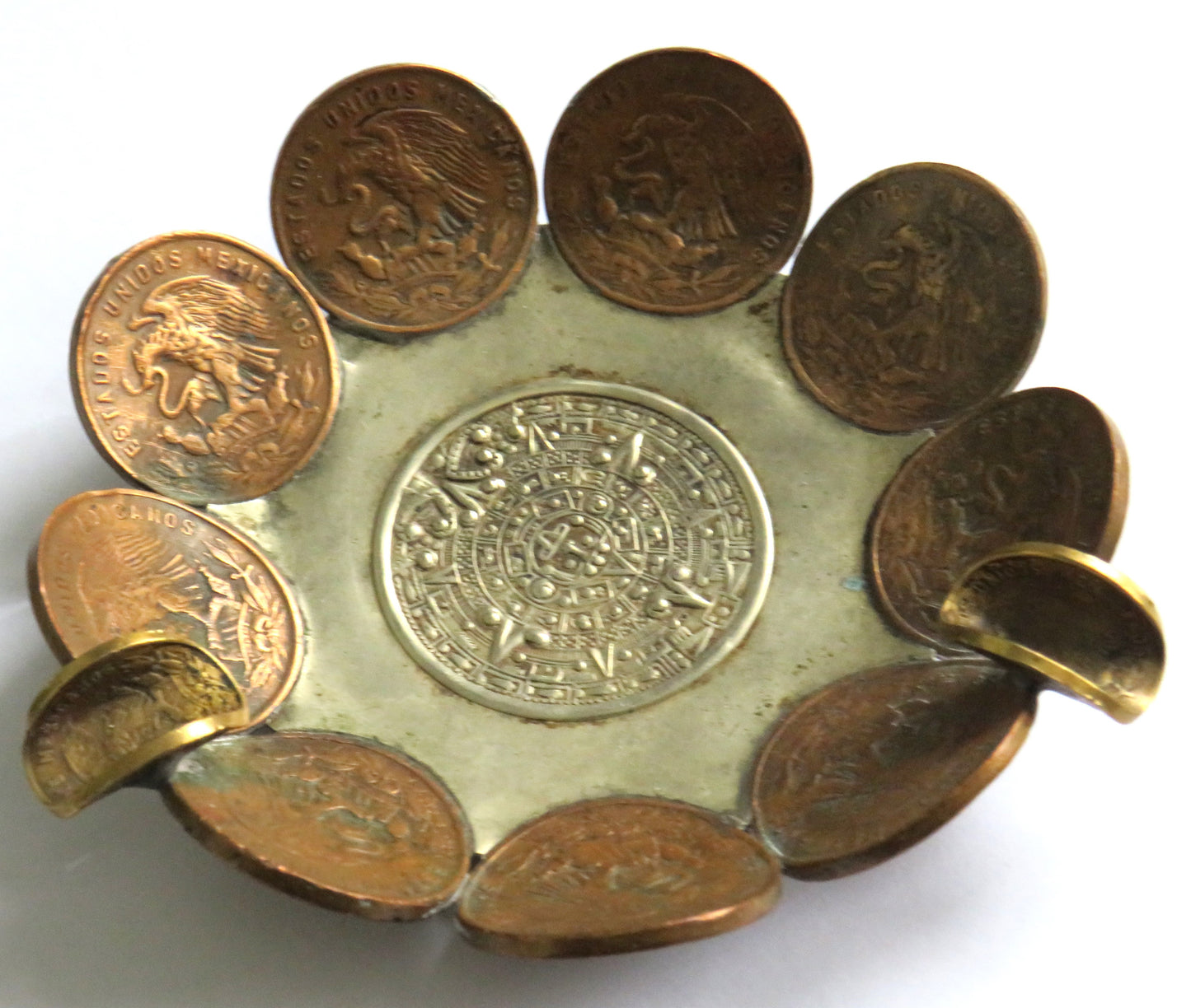 Vintage Mexican Coin Handmade Ashtray Interesting Item