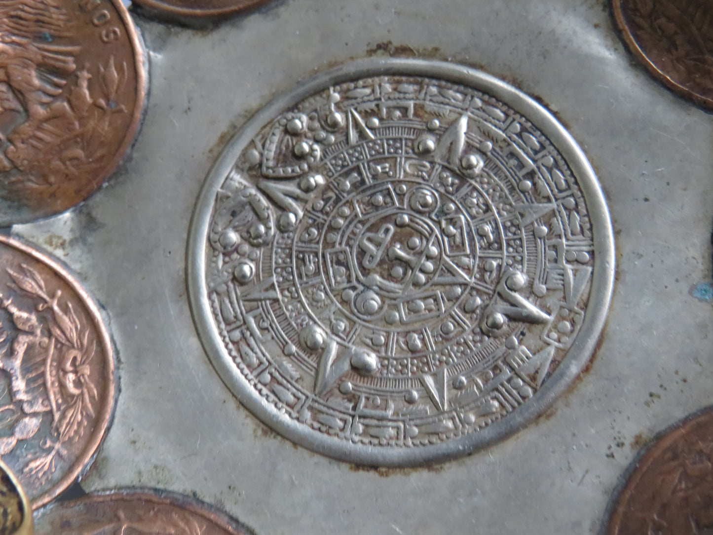 Vintage Mexican Coin Handmade Ashtray Interesting Item