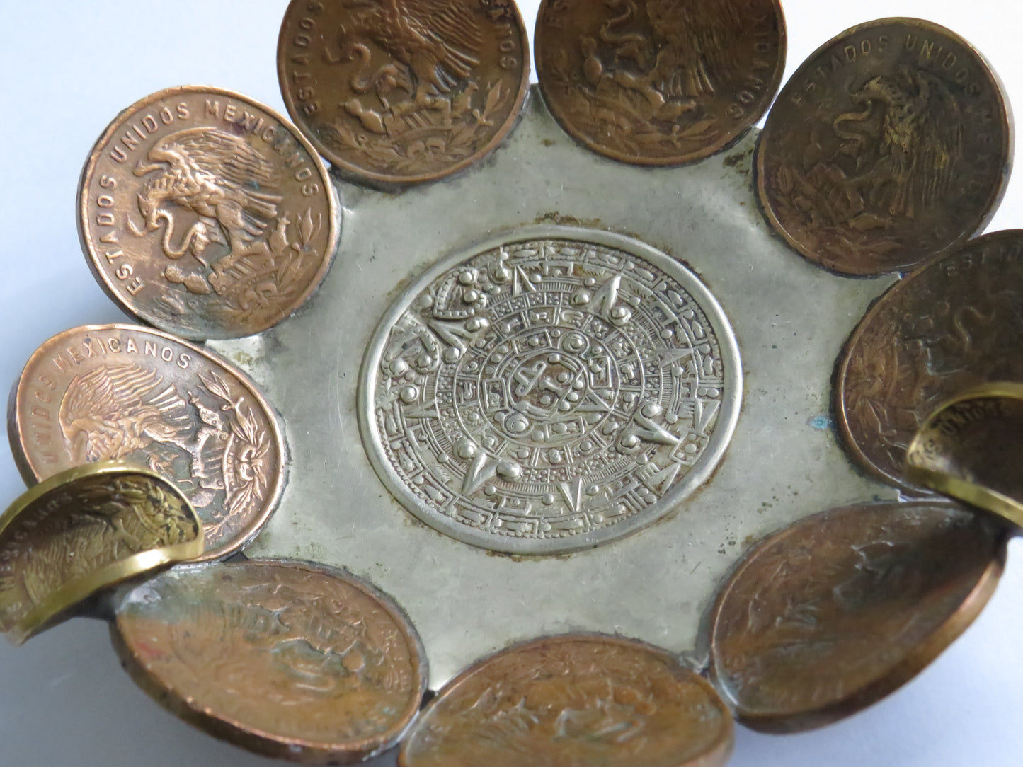 Vintage Mexican Coin Handmade Ashtray Interesting Item