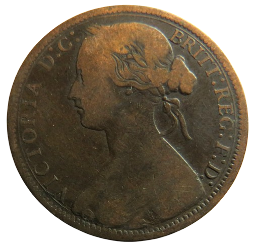 1867 Queen Victoria Bun Head One Penny Coin - Great Britain