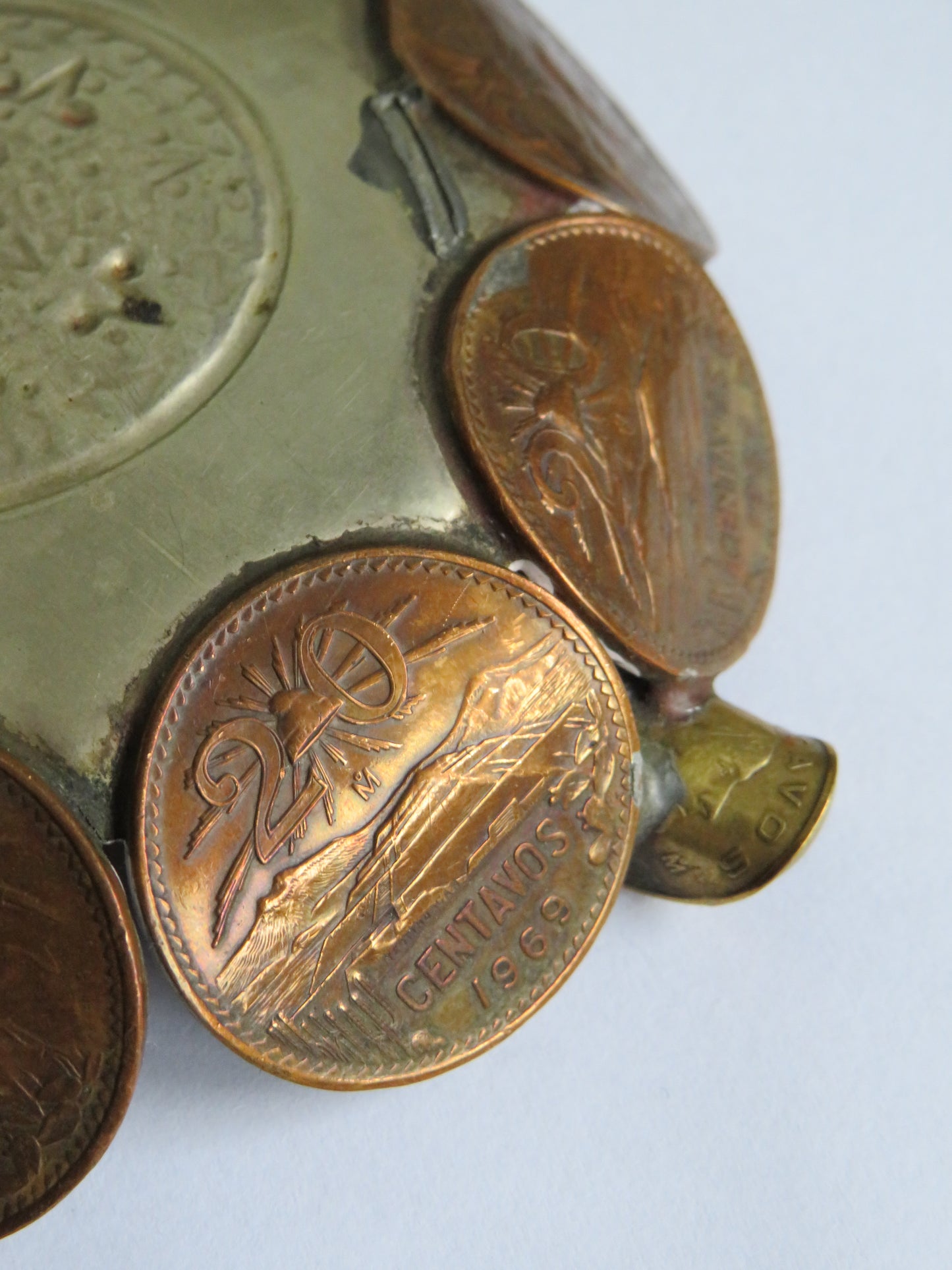 Vintage Mexican Coin Handmade Ashtray Interesting Item