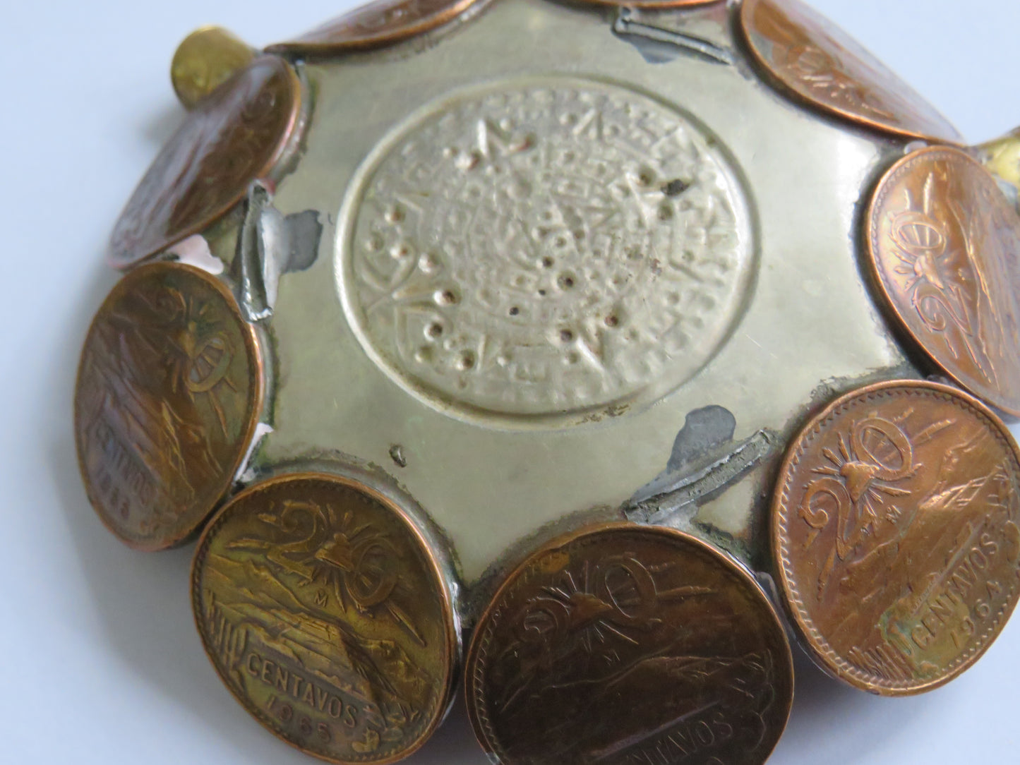 Vintage Mexican Coin Handmade Ashtray Interesting Item