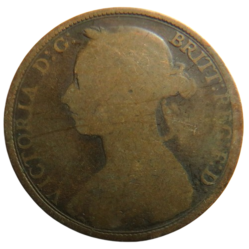 1888 Queen Victoria Bun Head One Penny Coin - Great Britain