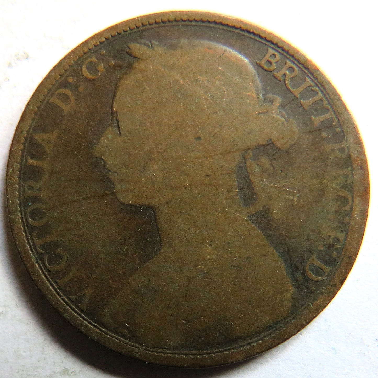 1888 Queen Victoria Bun Head One Penny Coin - Great Britain