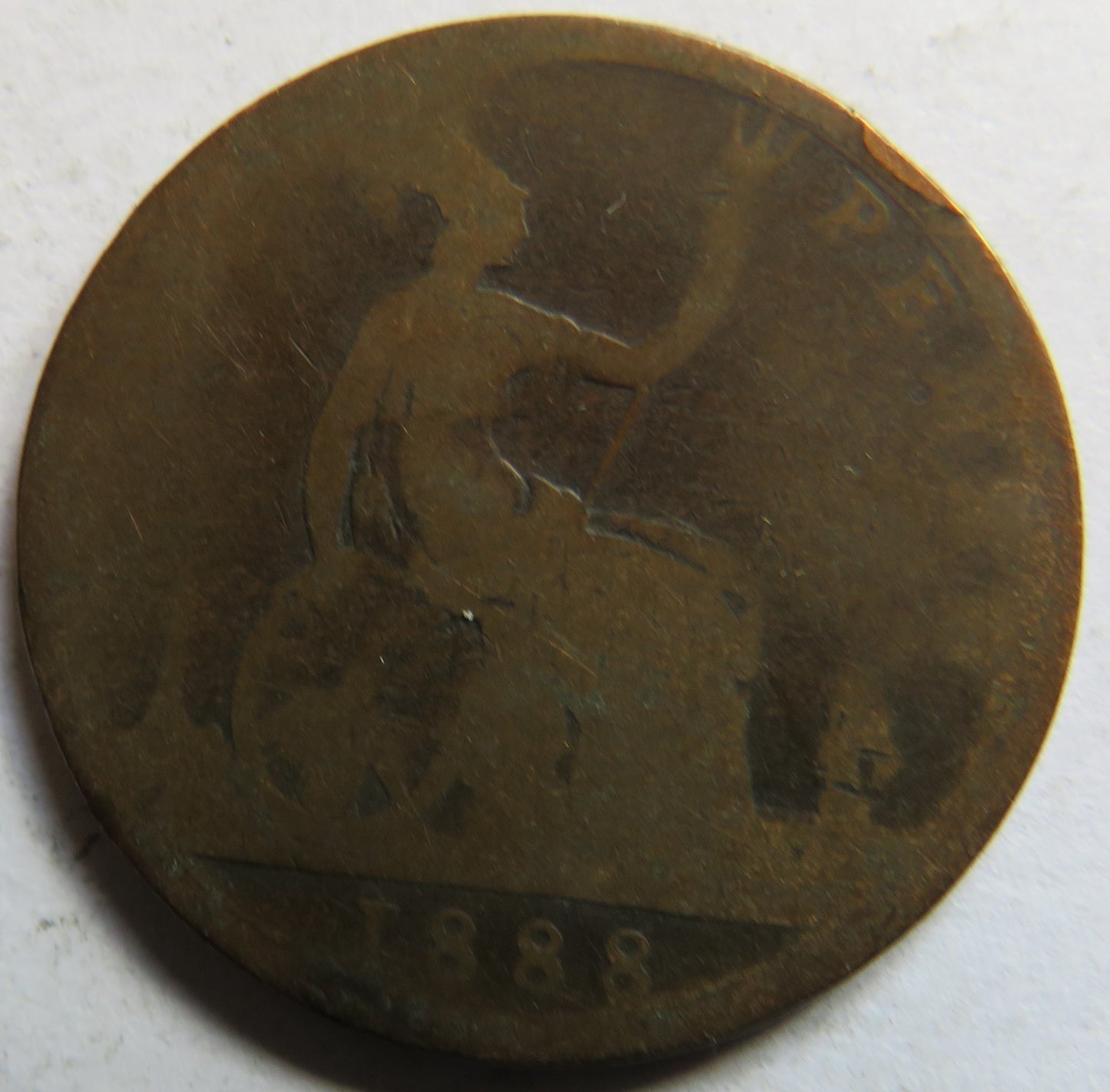 1888 Queen Victoria Bun Head One Penny Coin - Great Britain