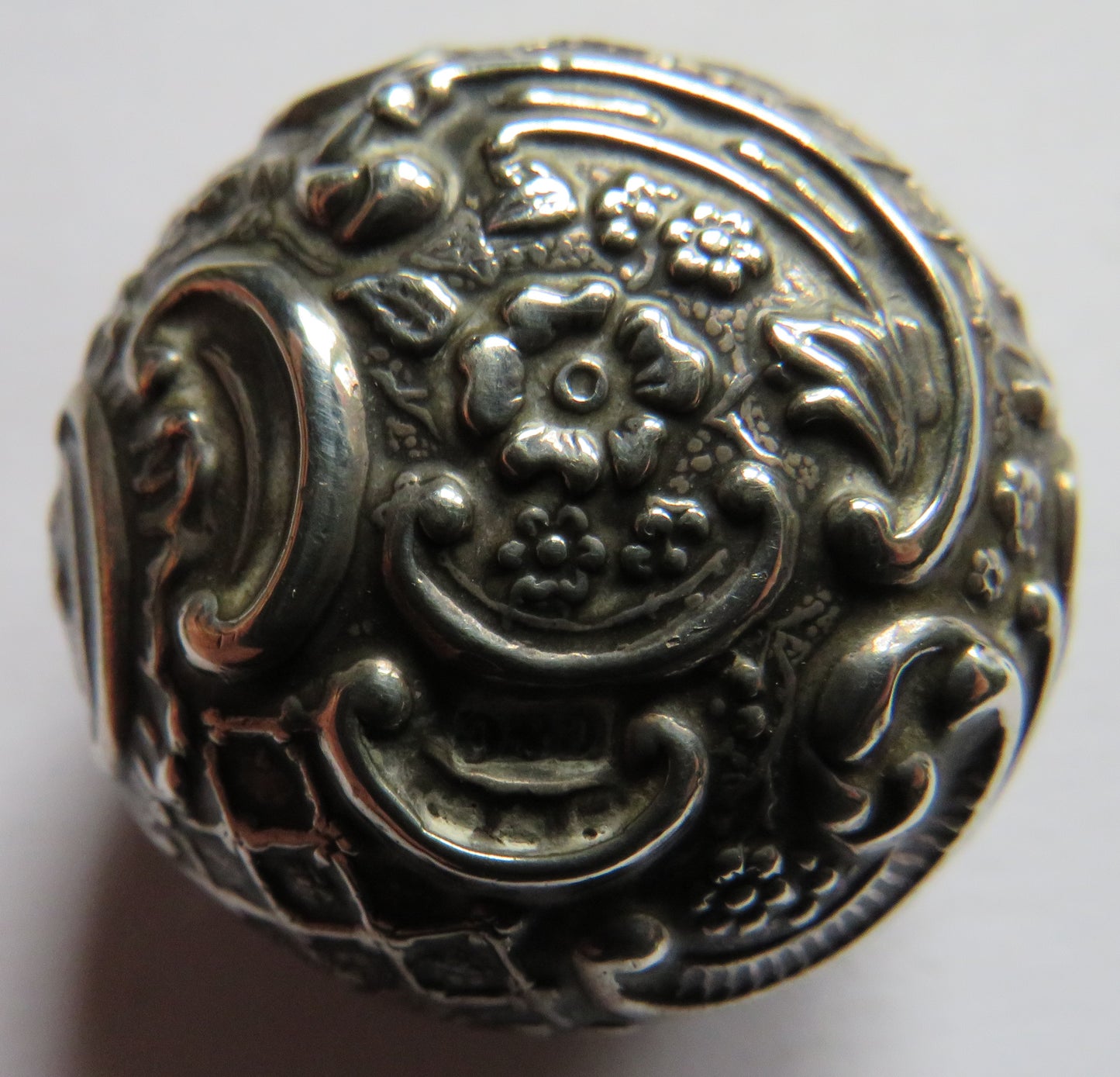 Antique Small Silver Pill Box With Floral Design