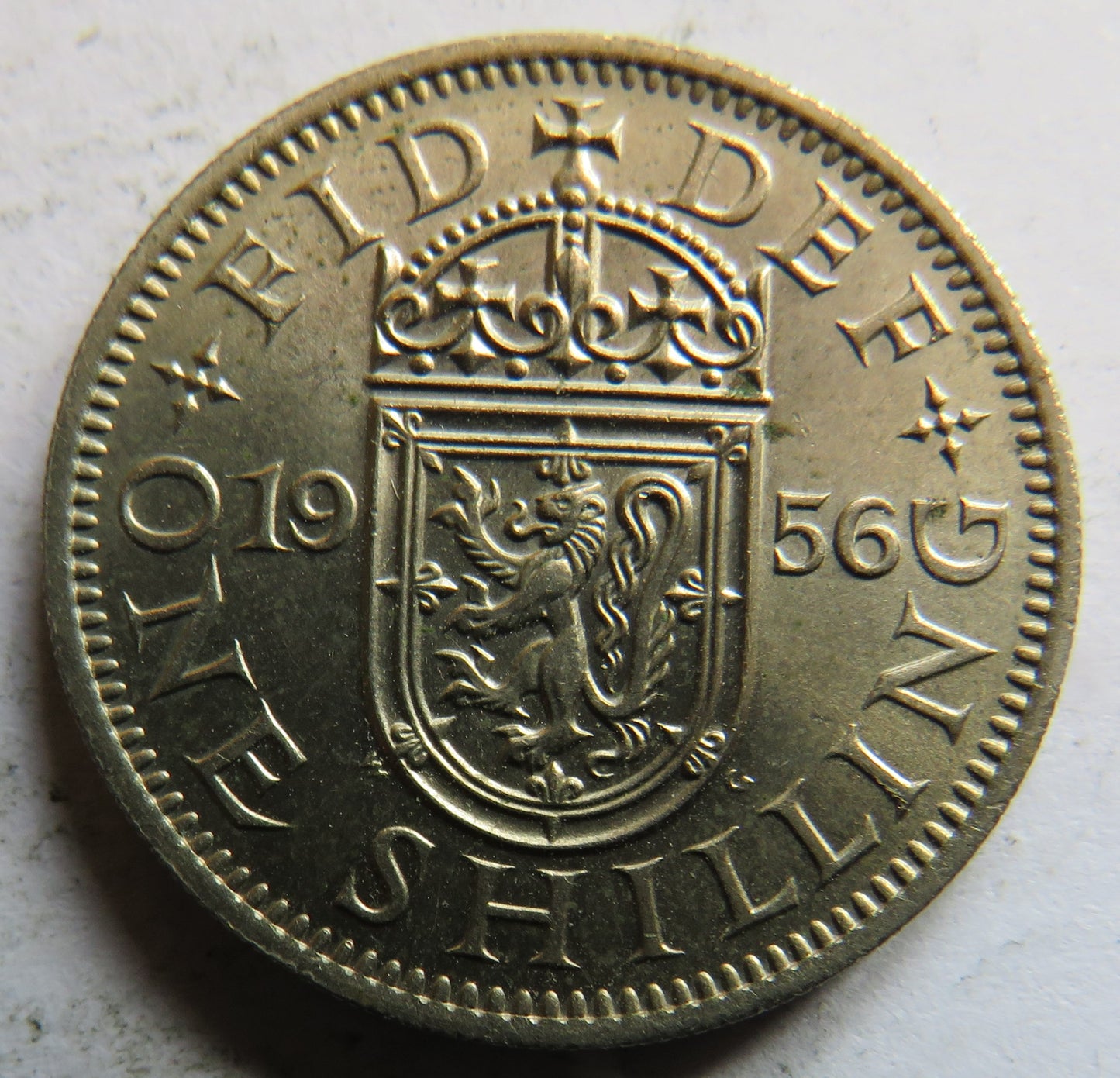 1956 Queen Elizabeth II (Scottish) One Shilling Coin In High Grade