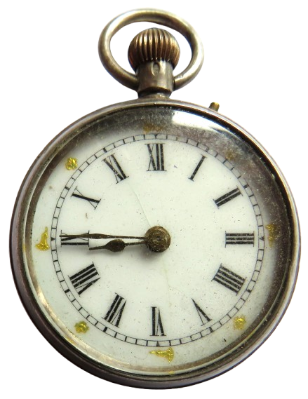 Antique Continental Small Fob Watch In Sterling Silver Case