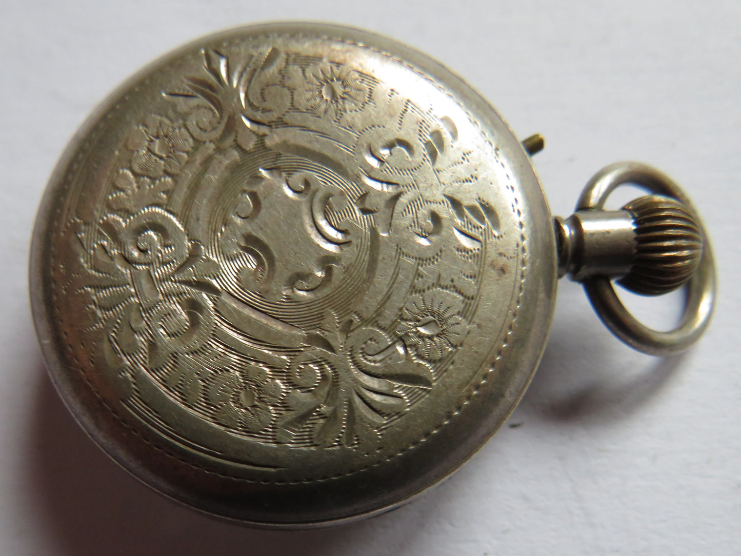 Antique Continental Small Fob Watch In Sterling Silver Case