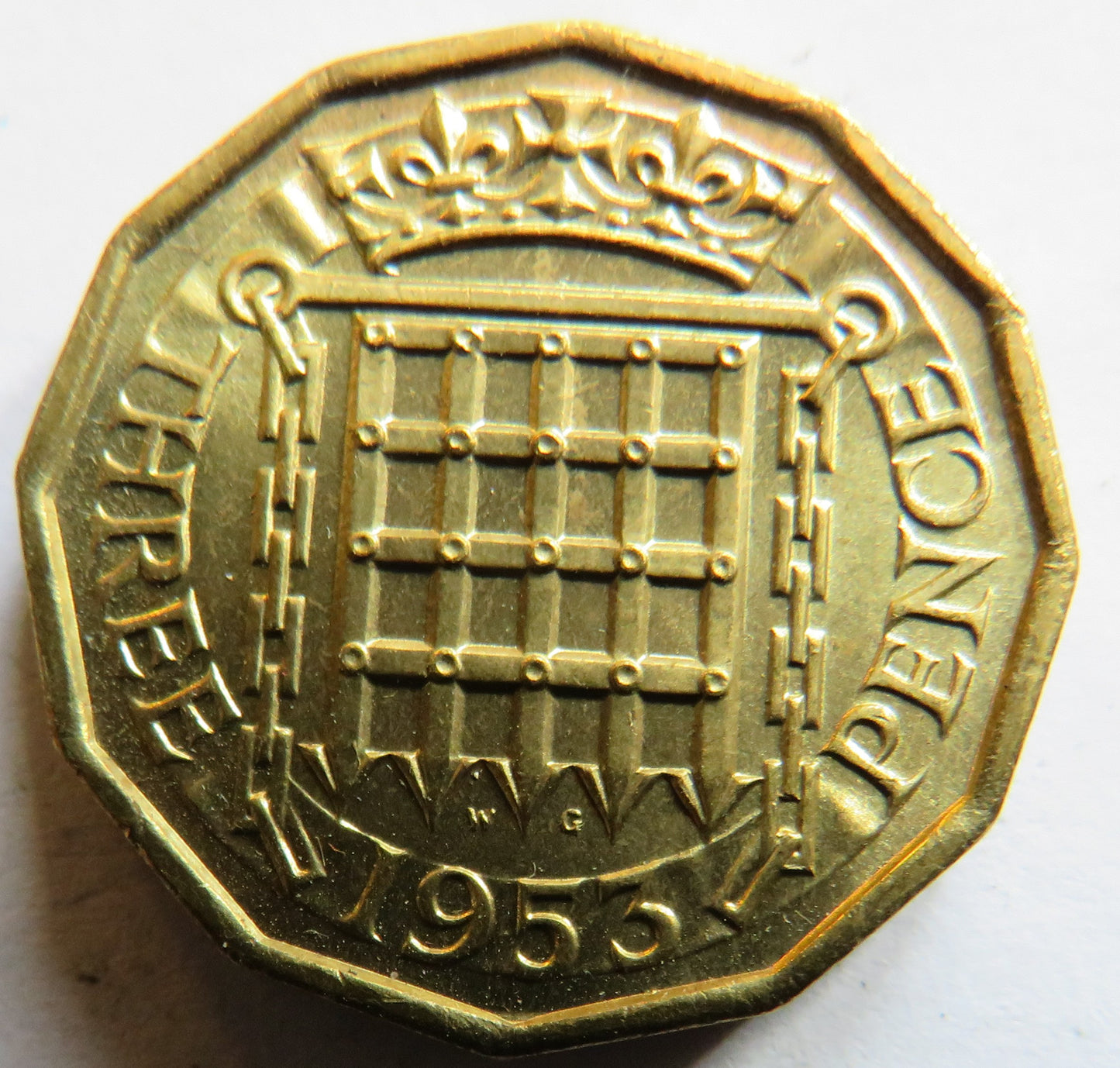1953 Queen Elizabeth II Brass Threepence Coin In High Grade