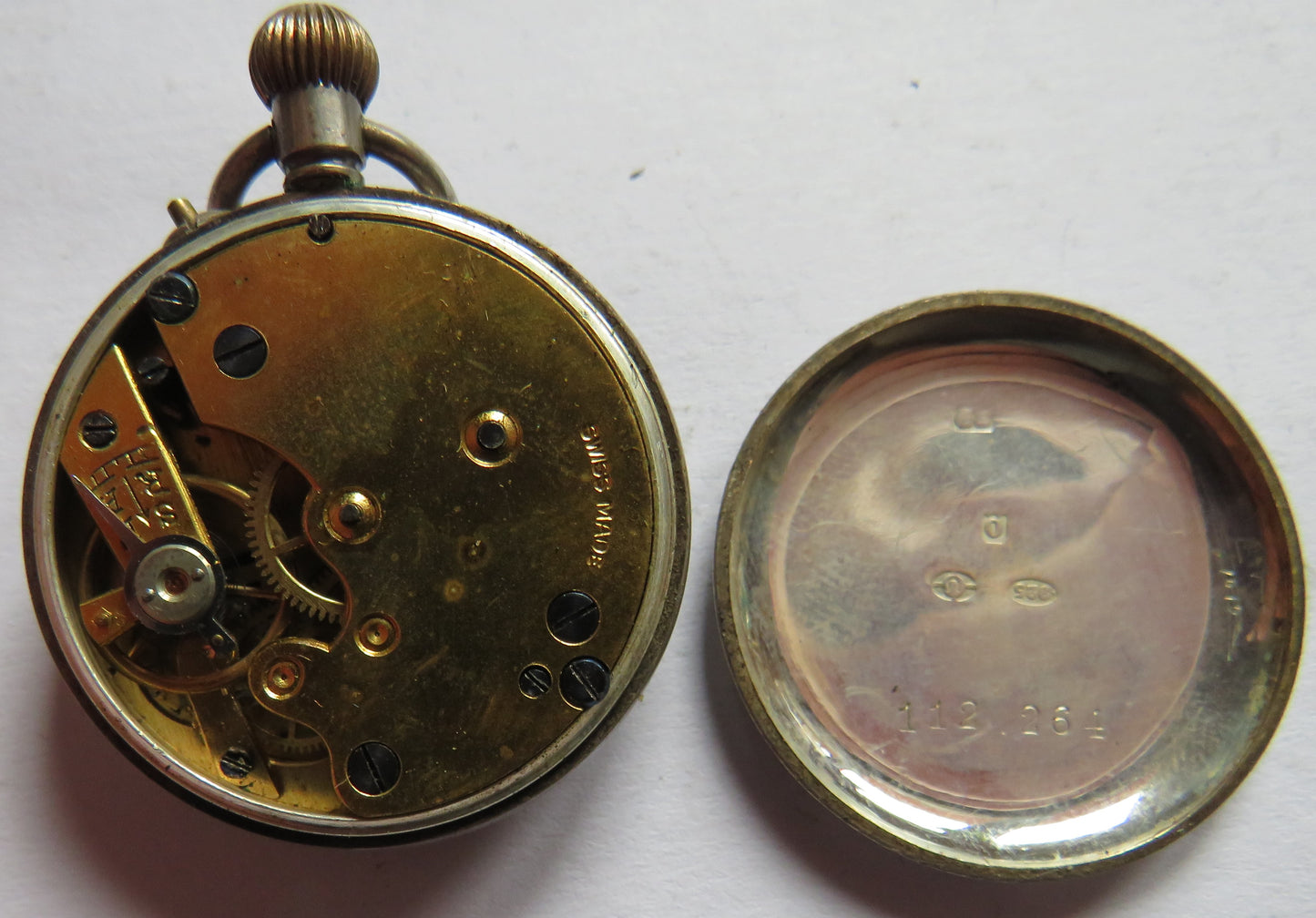 Antique Continental Small Fob Watch In Sterling Silver Case