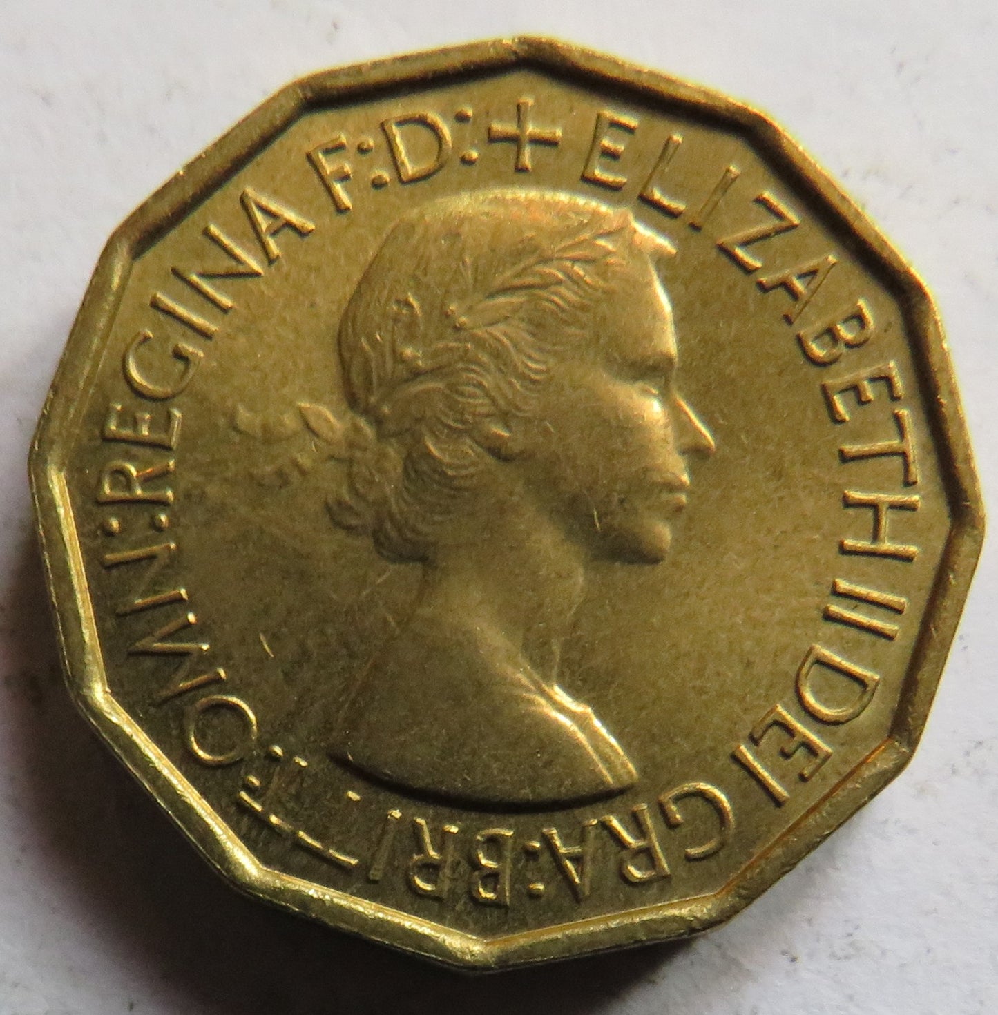 1953 Queen Elizabeth II Brass Threepence Coin In High Grade