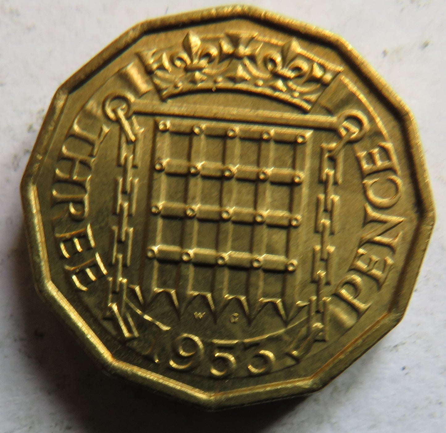 1953 Queen Elizabeth II Brass Threepence Coin In High Grade