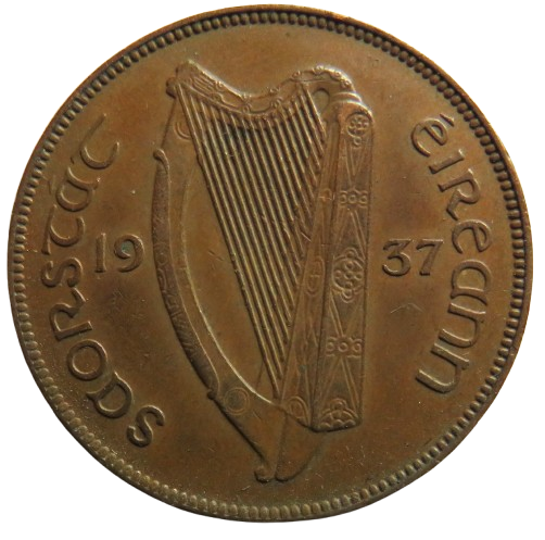 1937 Ireland One Penny Coin