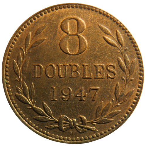 1947 Guernsey 8 Doubles Coin In High Grade