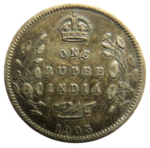 1905 King Edward VII India Silver One Rupee Coin