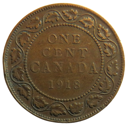 1918 King George V Canada One Cent Coin
