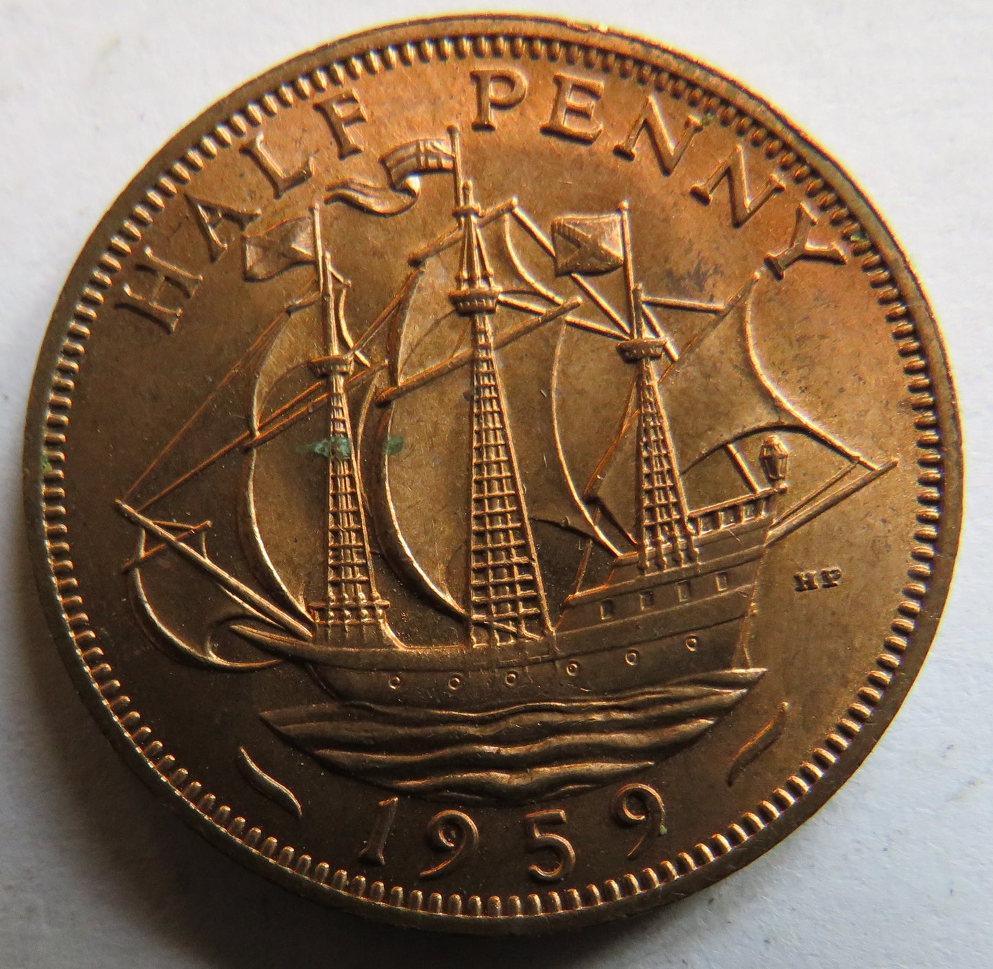 1959 Queen Elizabeth II Halfpenny Coin In High Grade - Great Britain