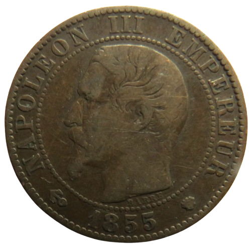 1855-MA France Napoleon III 5 Centimes Coin