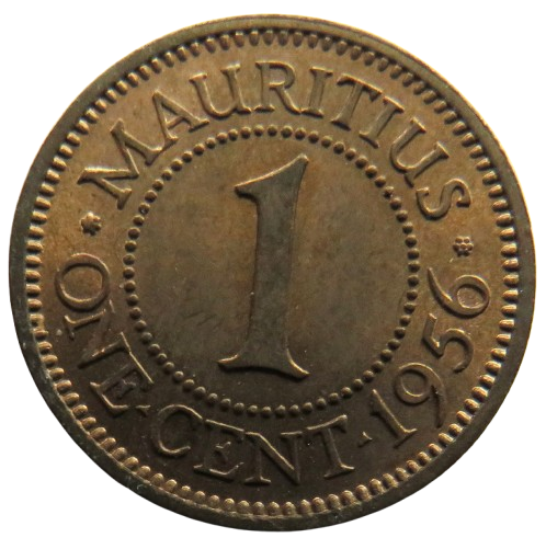 1956 Queen Elizabeth II Mauritius One Cent Coin High Grade