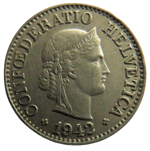 1942 Switzerland 10 Rappen Coin