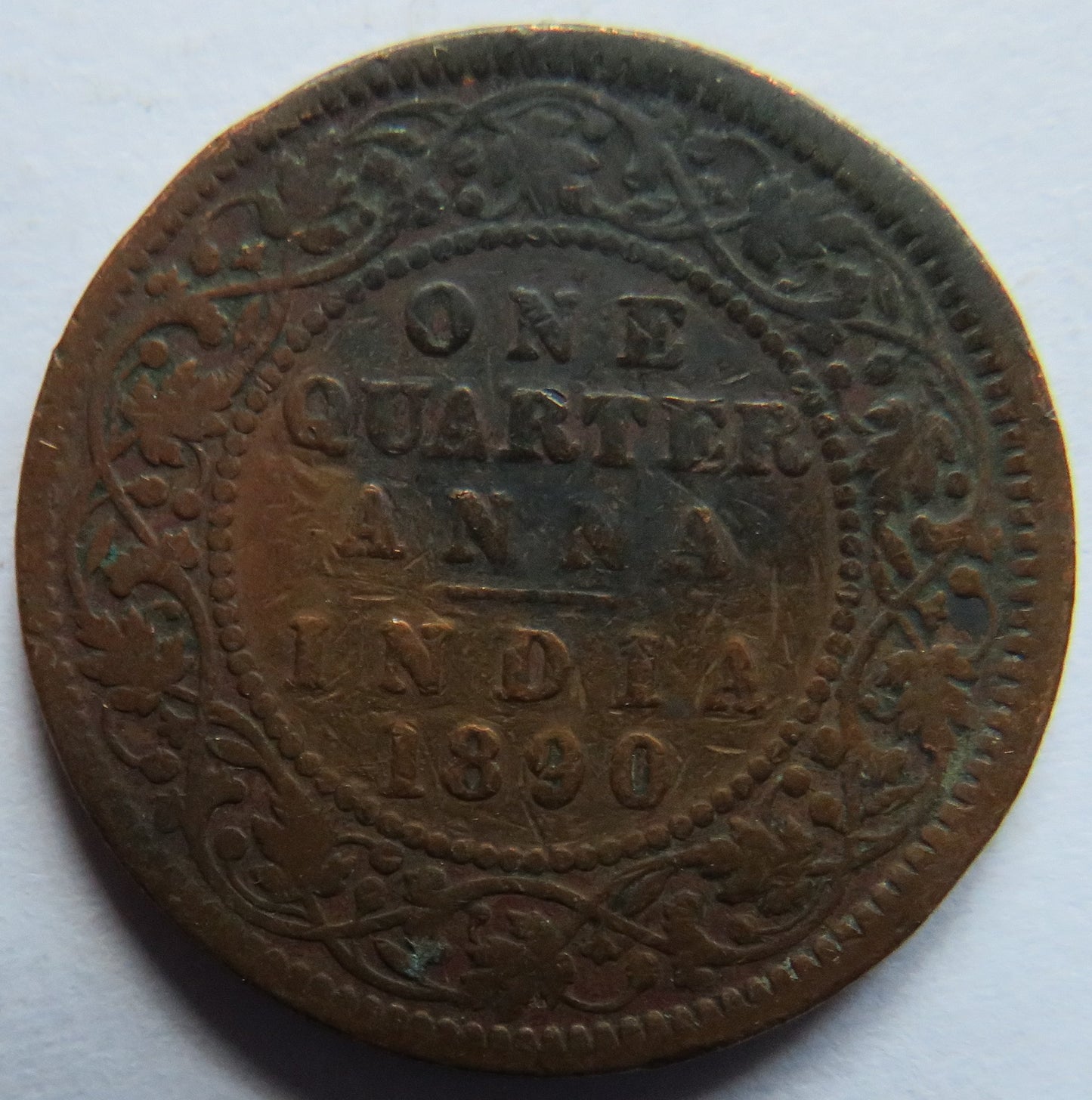 1890 Queen Victoria India 1/4 Quarter Anna Coin