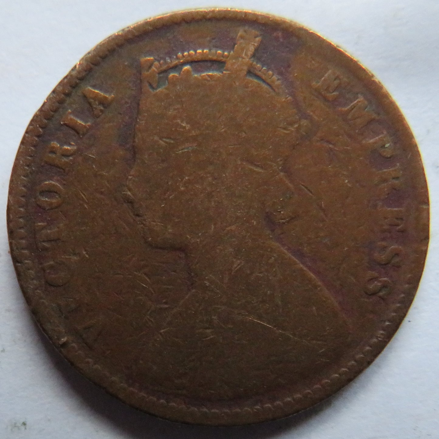 1890 Queen Victoria India 1/4 Quarter Anna Coin