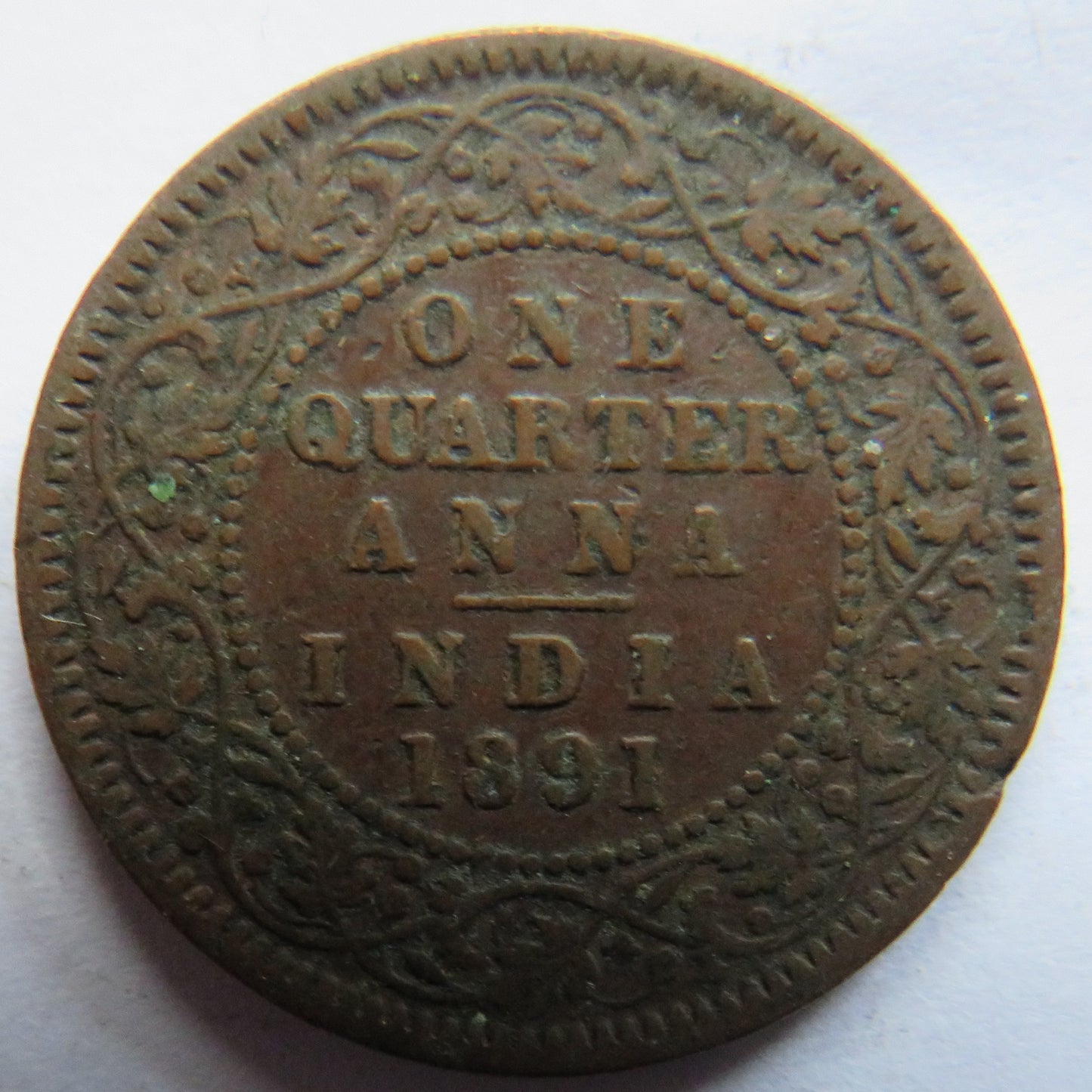 1891 Queen Victoria India 1/4 Quarter Anna Coin