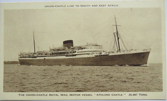 Vintage Postcard of The Union Castle Royal Mail Motor Vessel "Athlone Castle"