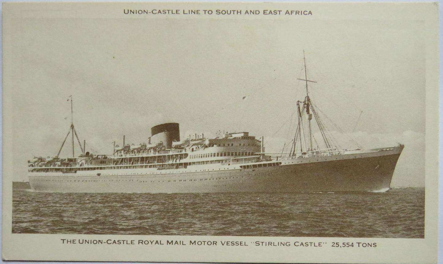 Vintage Postcard of The Union Castle Royal Mail Motor Vessel "Stirling Castle"