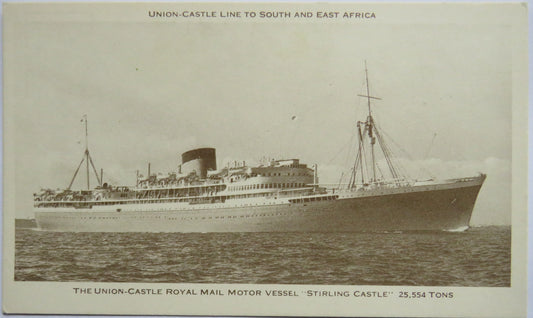Vintage Postcard of The Union Castle Royal Mail Motor Vessel "Stirling Castle"