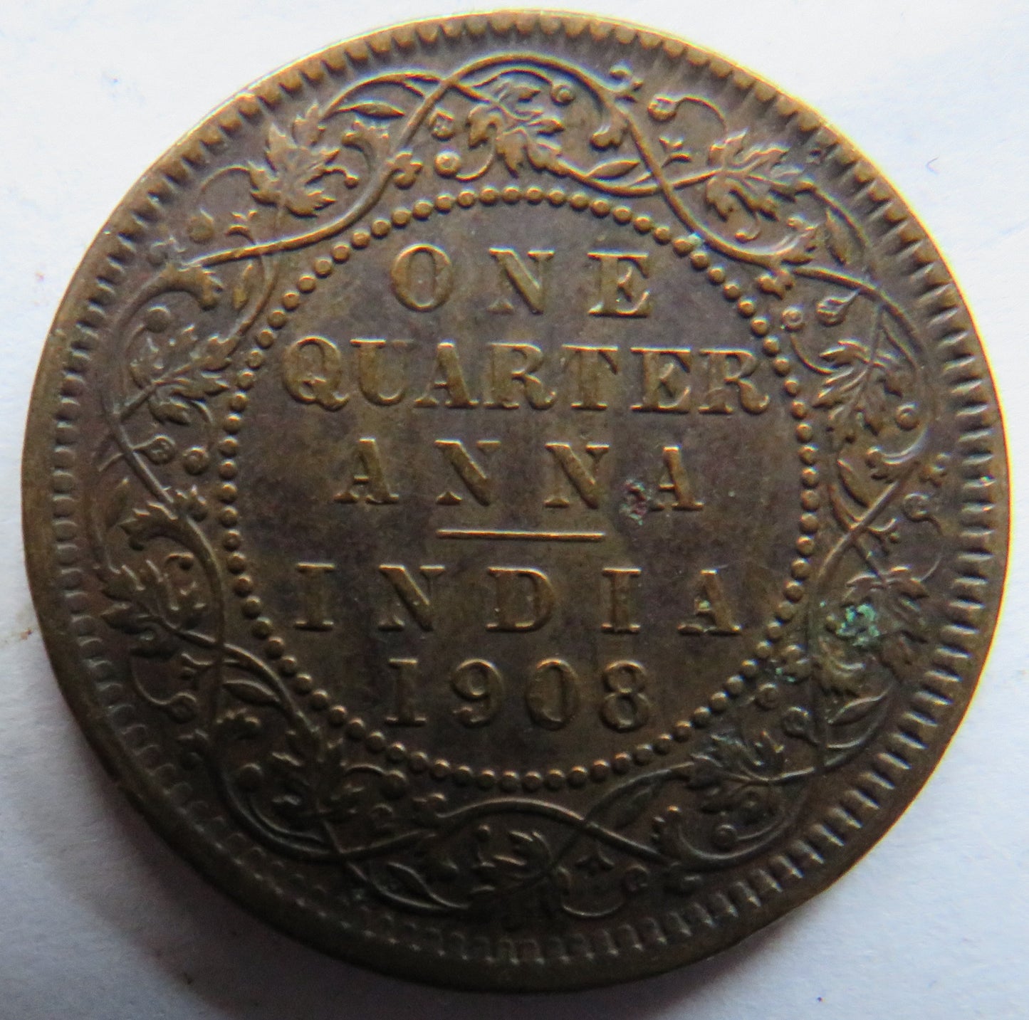 1908 King Edward VII India 1/4 Quarter Anna Coin