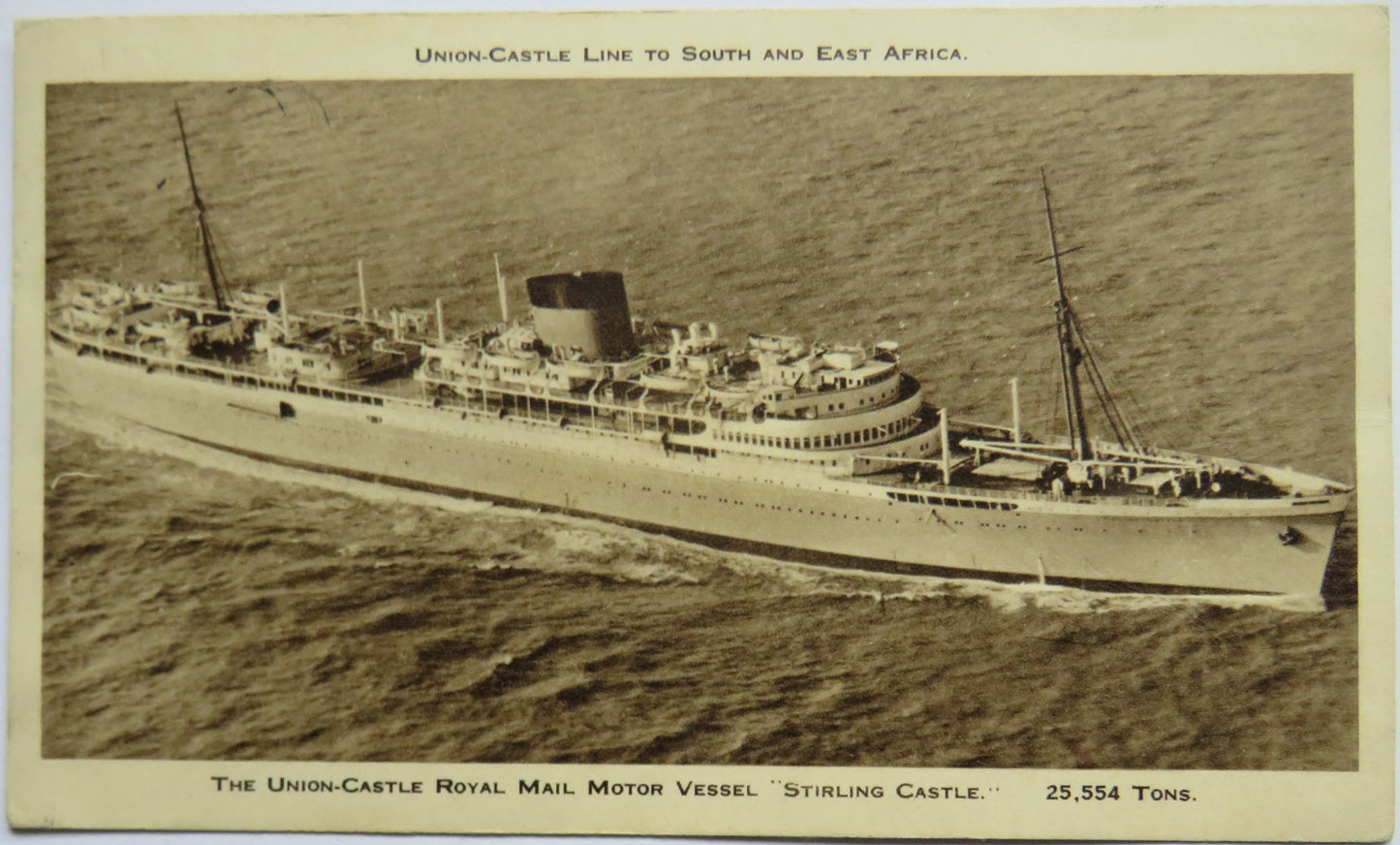 Vintage Postcard of The Union Castle Royal Mail Motor Vessel "Stirling Castle"