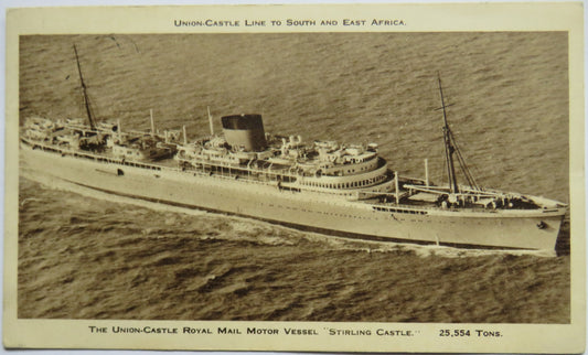 Vintage Postcard of The Union Castle Royal Mail Motor Vessel "Stirling Castle"