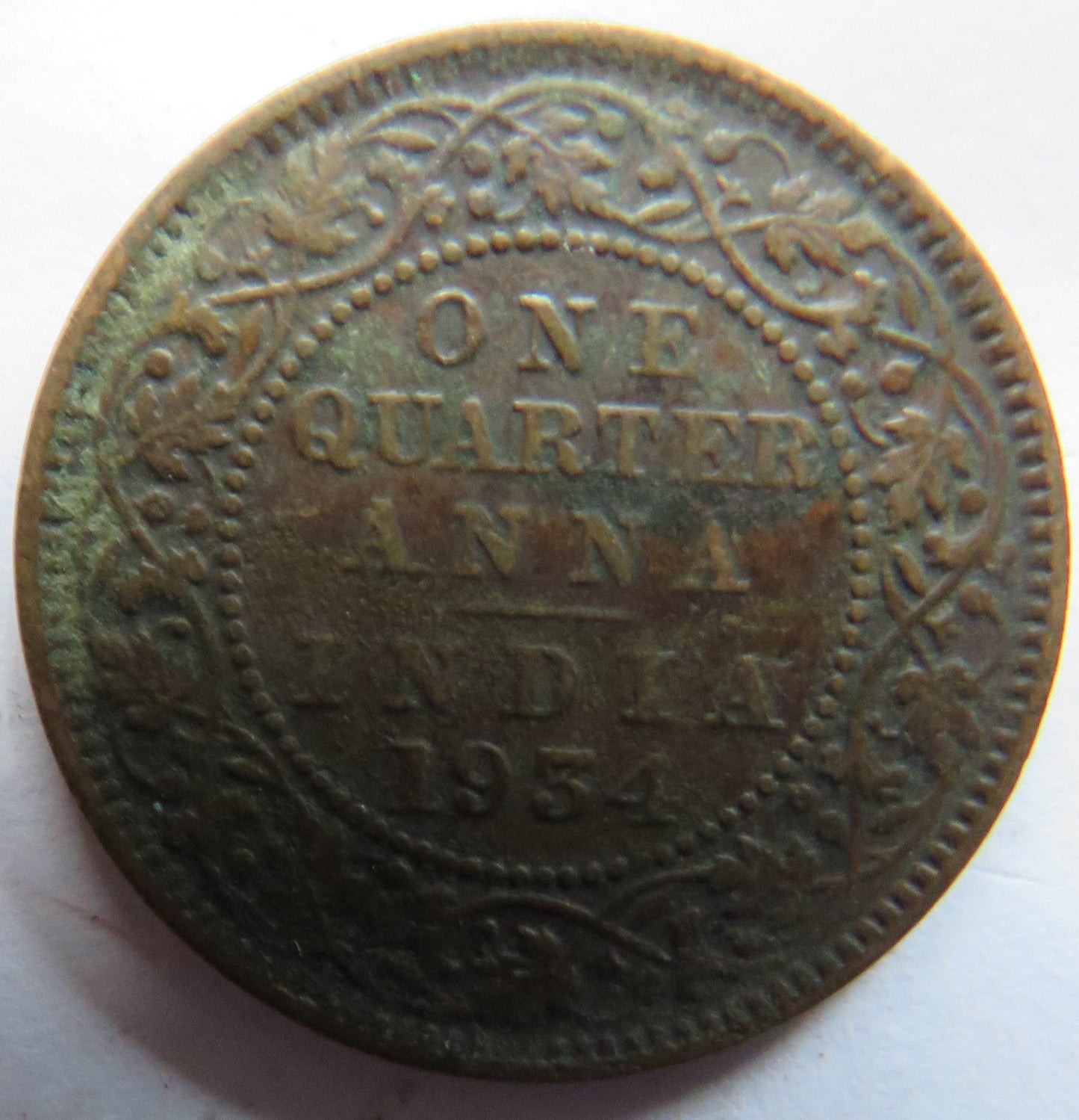 1934 King George V India 1/4 Quarter Anna Coin