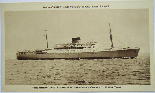 Vintage Postcard of The Union Castle Royal Line S.S "Braemar Castle"