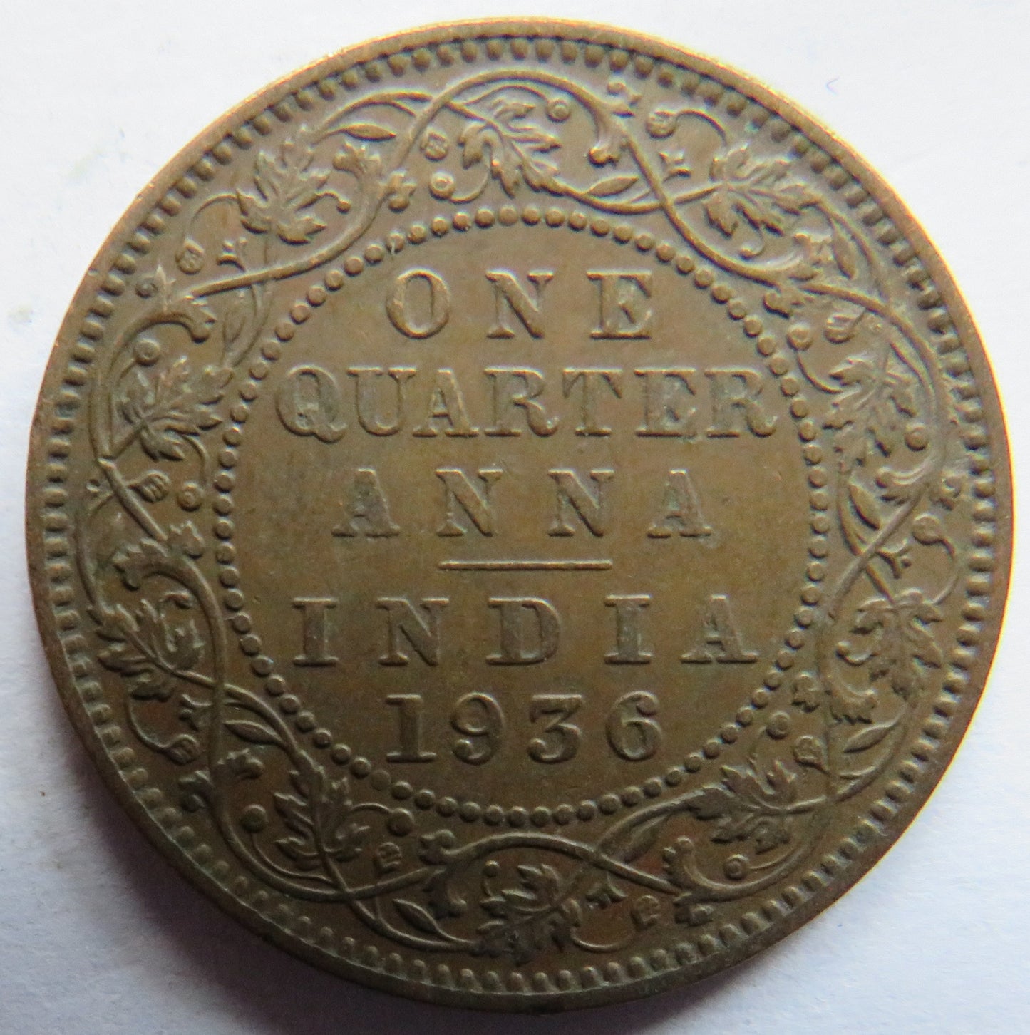 1936 King George V India 1/4 Quarter Anna Coin