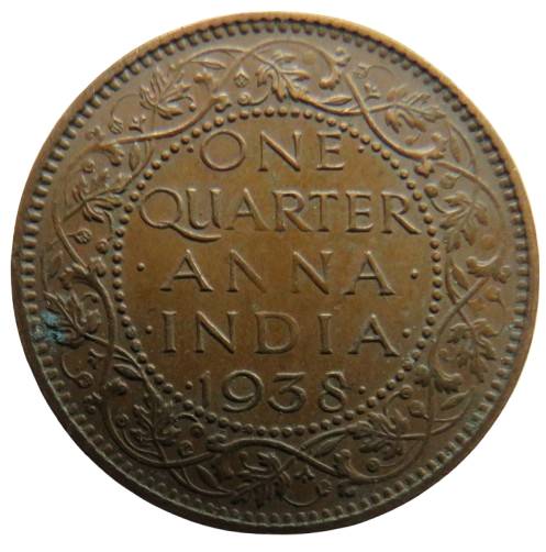 1938 King George VI India 1/4 Quarter Anna Coin