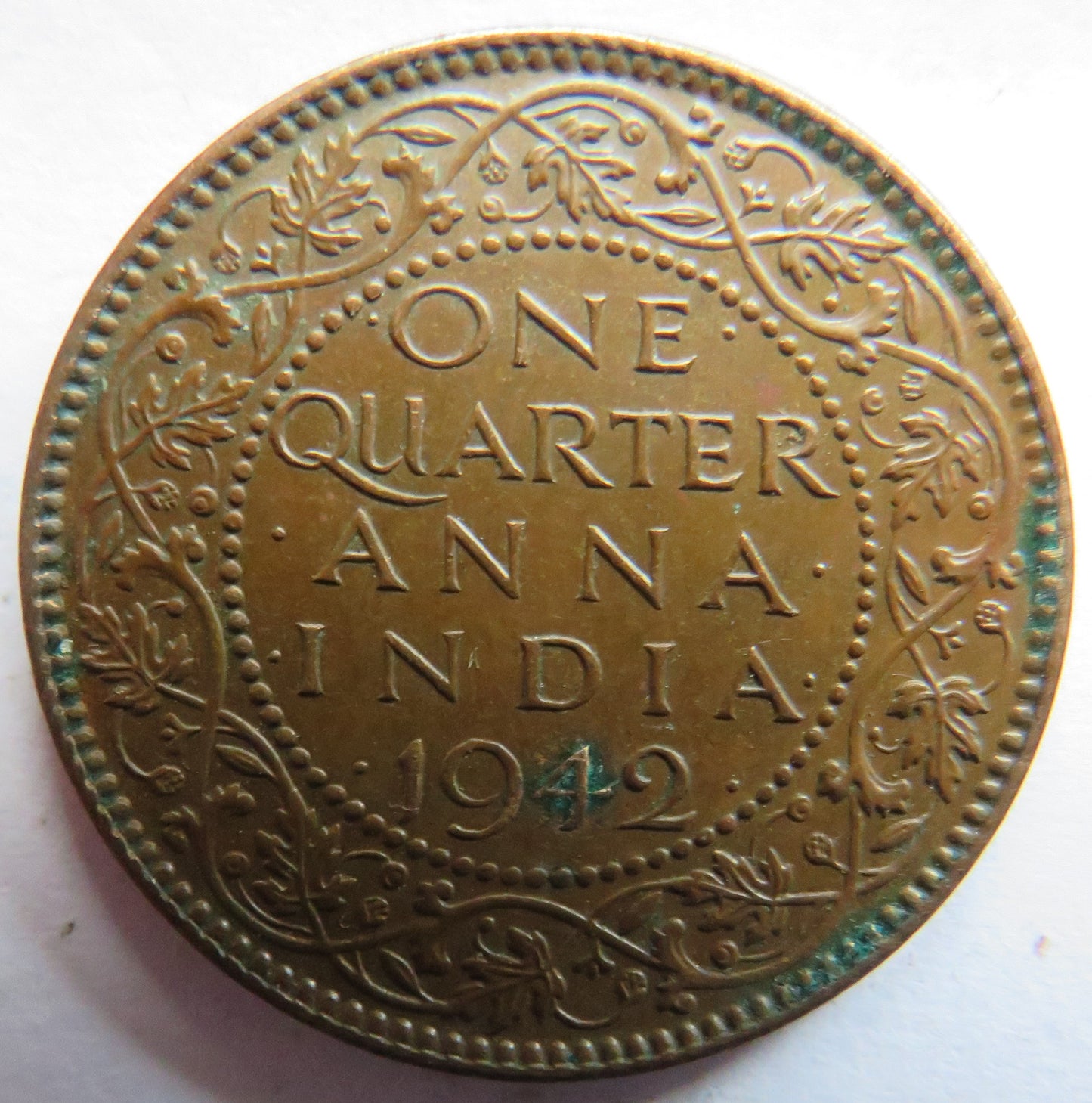 1942 King George VI India 1/4 Quarter Anna Coin