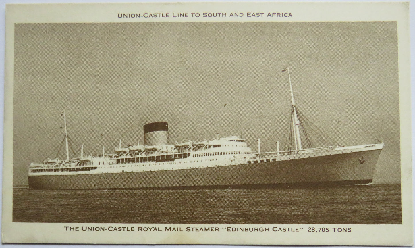 Vintage Postcard of The Union Castle Royal Mail Steamer "Edinburgh Castle"