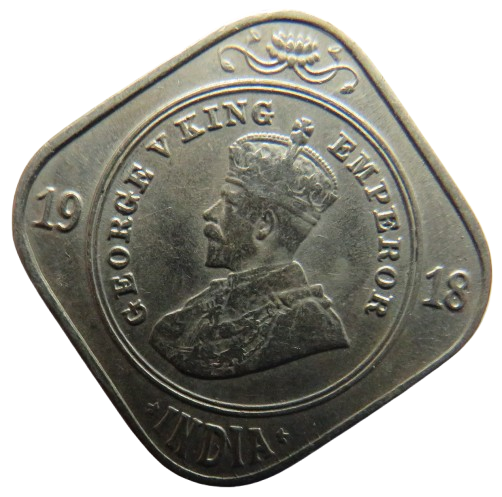 1918 King George V India 2 Annas Coin