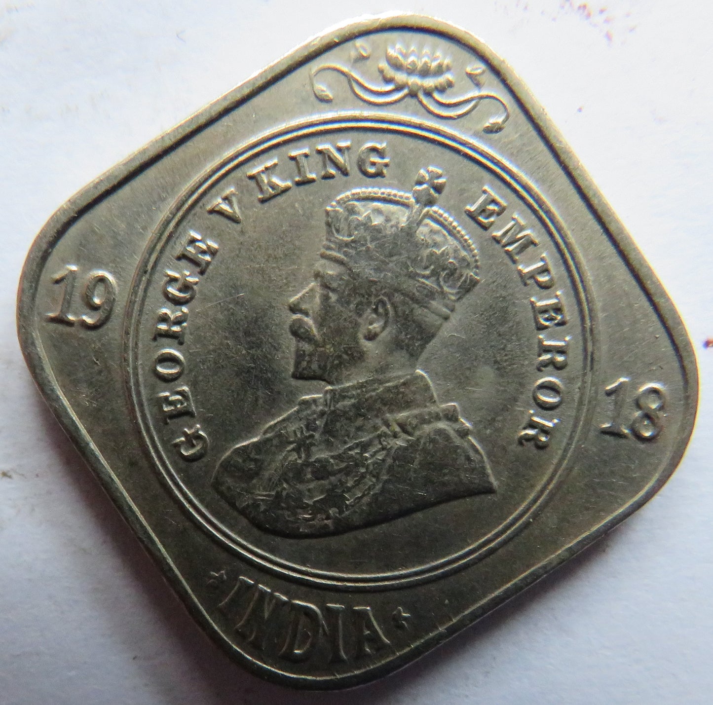 1918 King George V India 2 Annas Coin